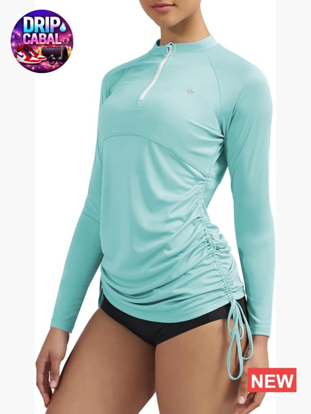 UPF 50+ Long Sleeve Rash Guard with Adjustable Side Ties